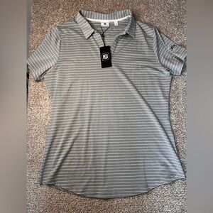 NEW! FootJoy Women's Polo in Gray and White Stripes